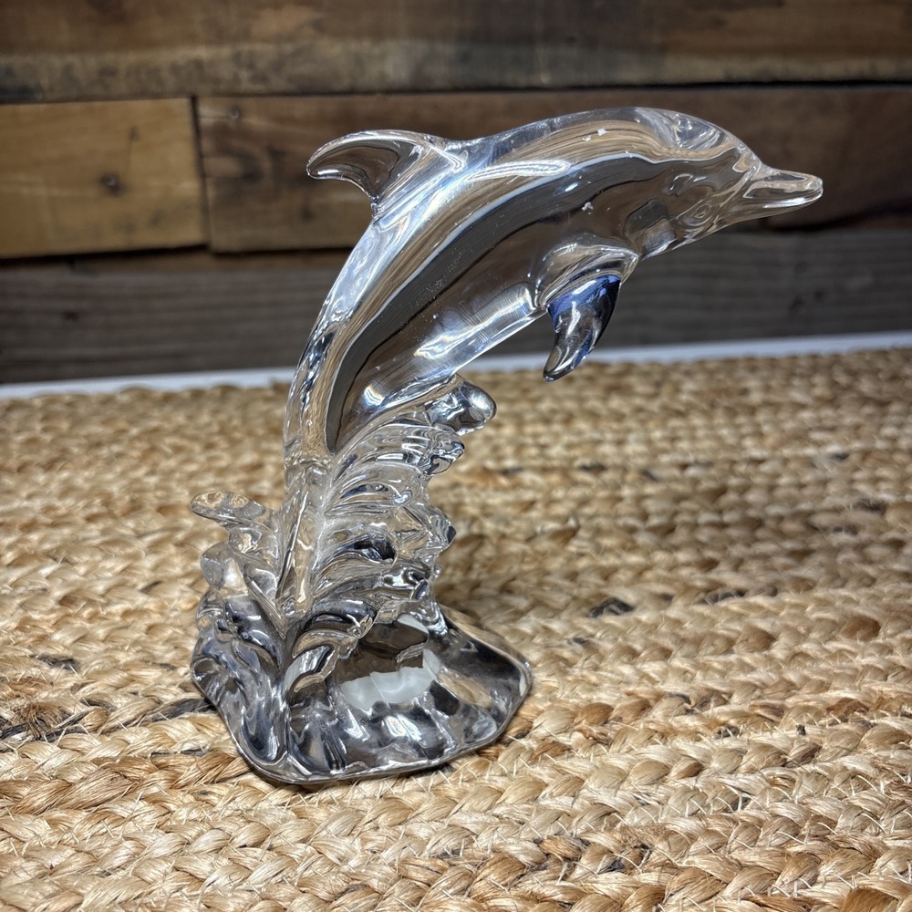 Princess House Wonders of the Wild Dolphin 24% Lead Crystal Figurine 5 1/2"